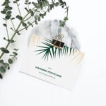 Top Side View of Hanging Postcard Mockup