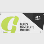 Top side View of Horizontal Glass Nameplate Mockup