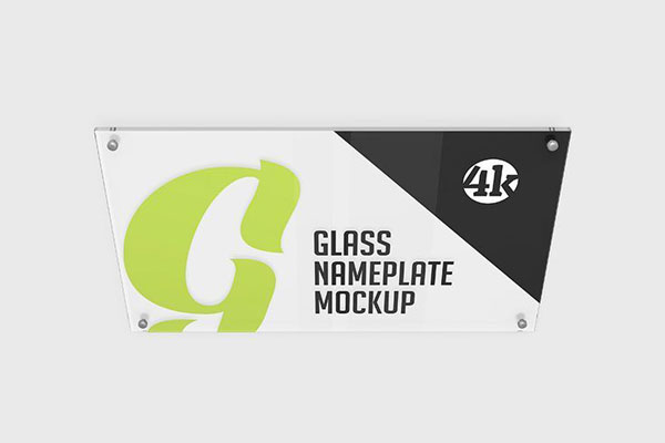 Top side View of Horizontal Glass Nameplate Mockup