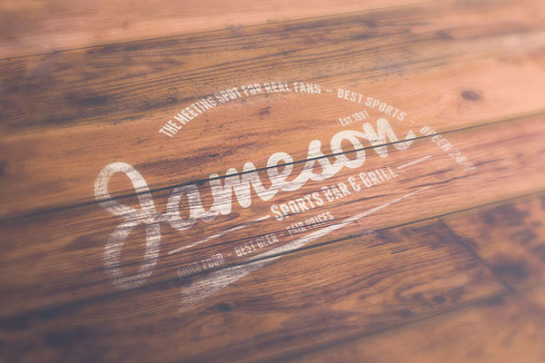 Top Side View of Logo Mockup on Wood