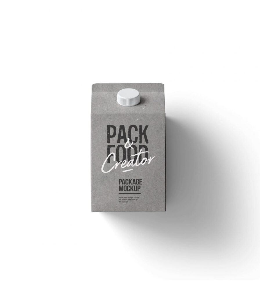 Top Side View of Milk Package Mockup