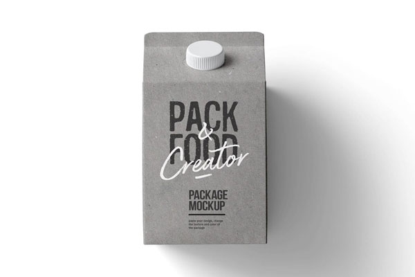 Top Side View of Milk Package Mockup