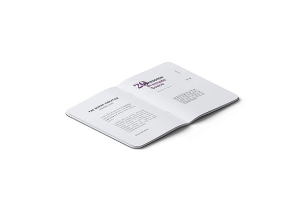 Top Side View of Minimal Open Notepad Mockup