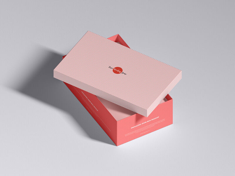 Top Side View of Packaging Shoebox Mockup