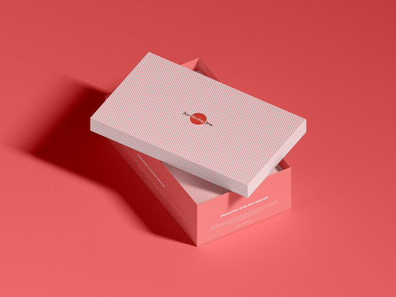 Top Side View of Packaging Shoebox Mockup