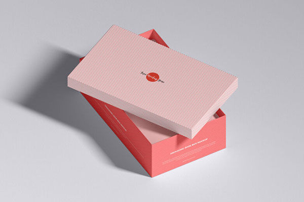 Top Side View of Packaging Shoebox Mockup