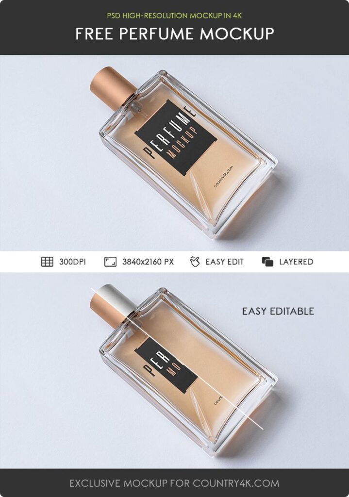 Top Side View of Perfume Bottle Mockup