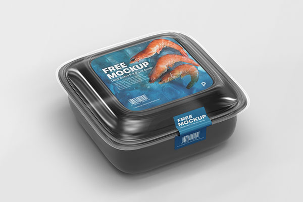 Top Side View of Square Disposable Food Container Mockup