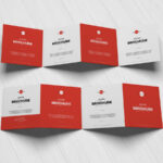 Top Side View of Square Four Foldable Brochure Mockup