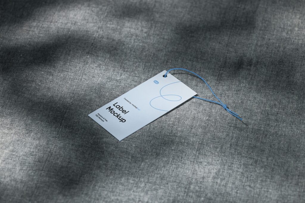 Top Side View of Tag Mockup on Fabric