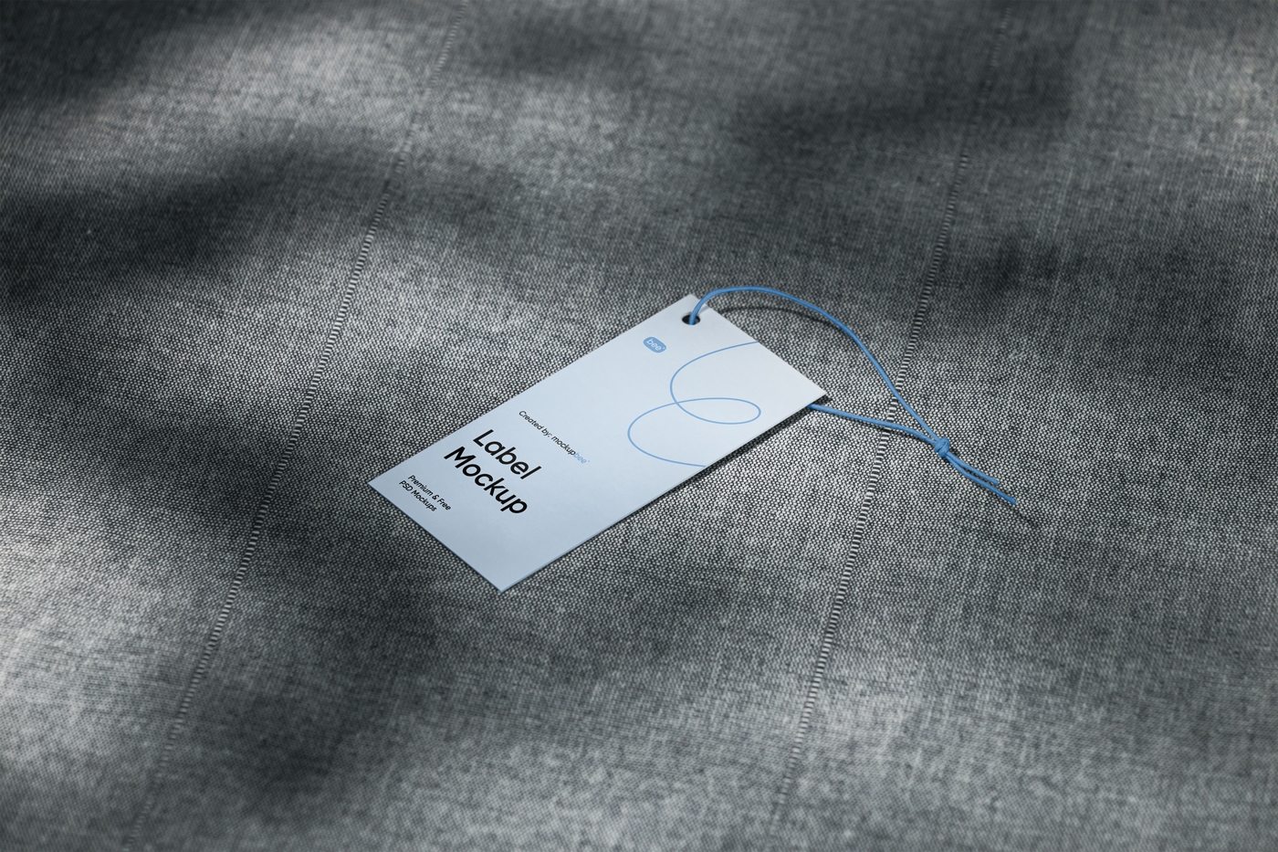 Top Side View of Tag Mockup on Fabric FREE PSD