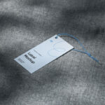Top Side View of Tag Mockup on Fabric