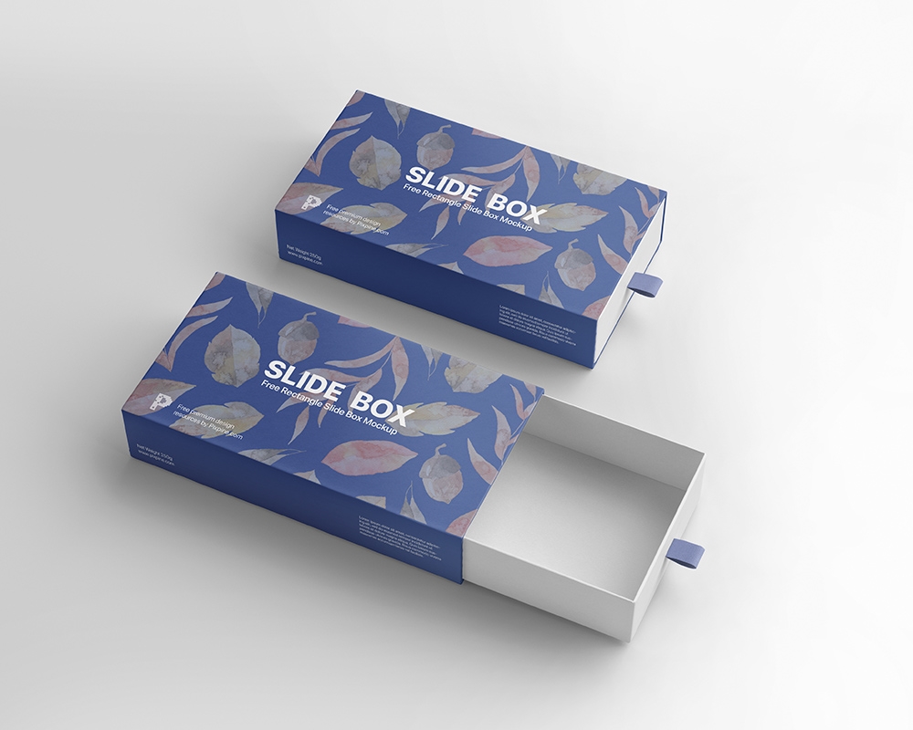 Top Side View of Two Rectangle Slide Boxes Mockup