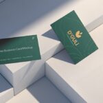 Top Side View of Two Textured Business Cards Mockup