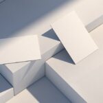 Top Side View of Two Textured Business Cards Mockup