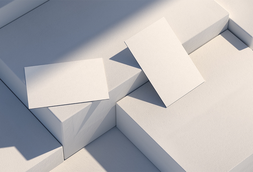 Top Side View of Two Textured Business Cards Mockup FREE PSD