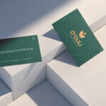 Top Side View of Two Textured Business Cards Mockup