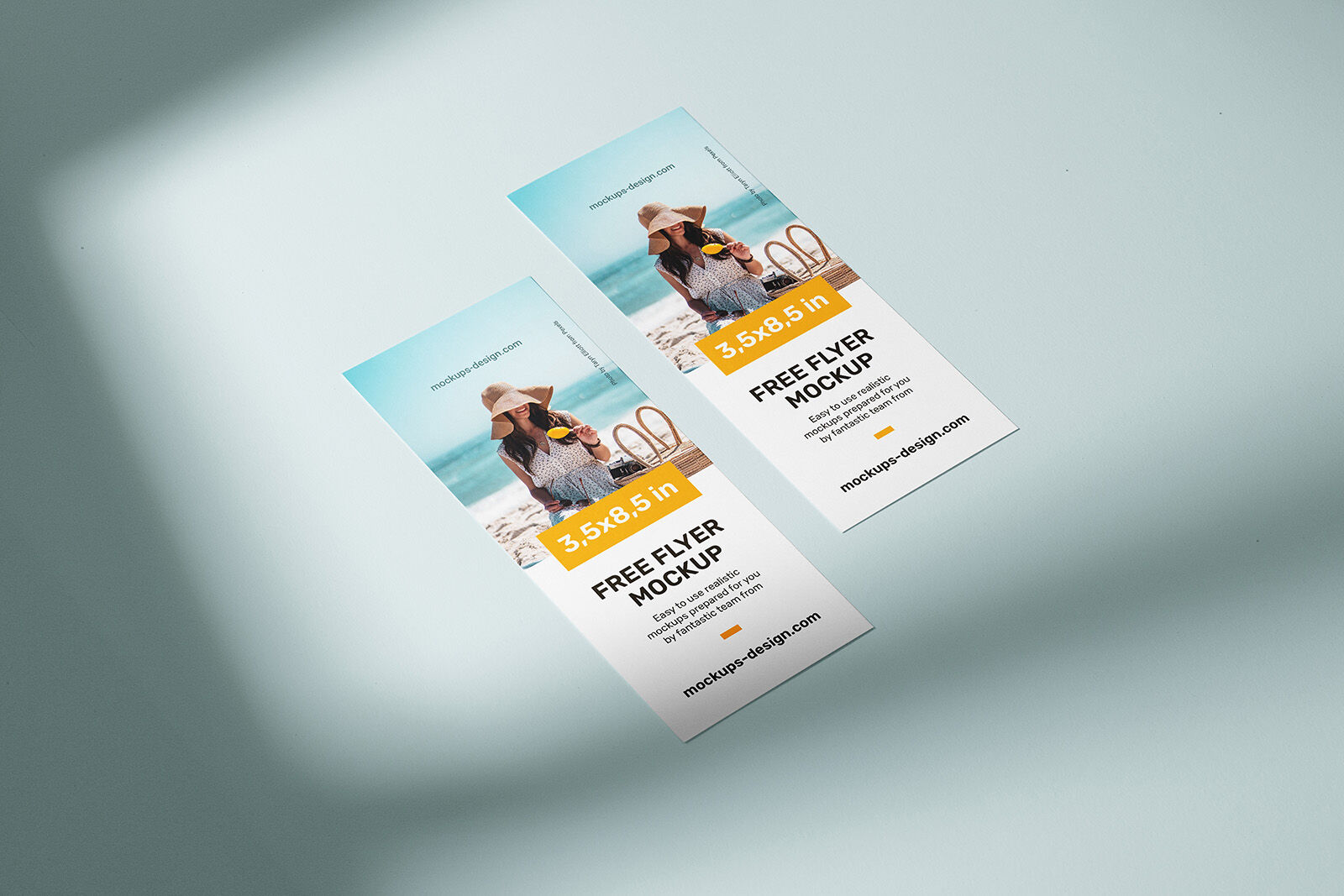 Top Side View of Vertical Flyers Mockup FREE PSD
