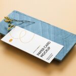 Top Side View of Vertical Paper Card Mockup on Brick