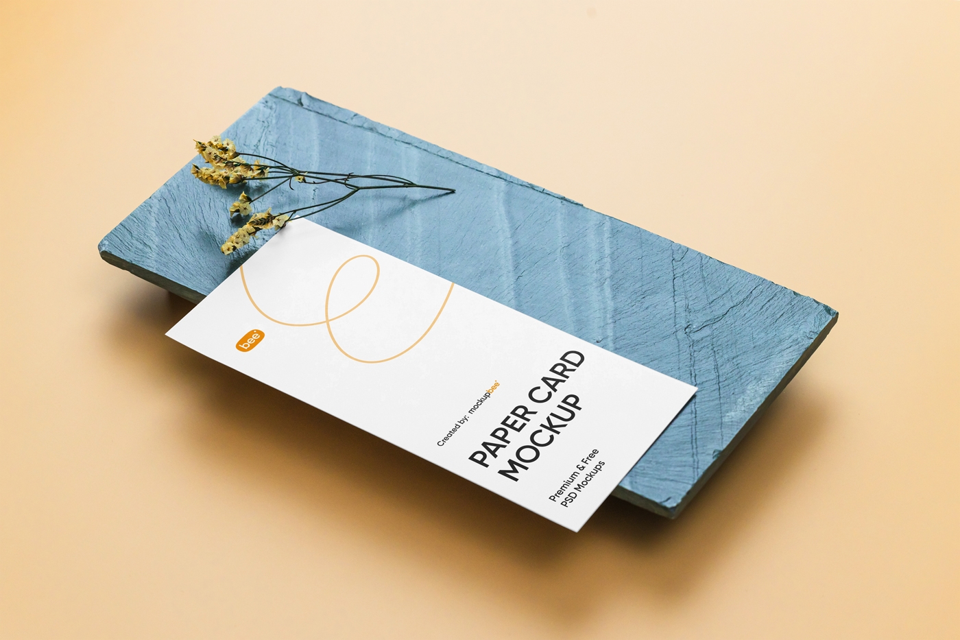 Top Side View of Vertical Paper Card Mockup on Brick FREE PSD