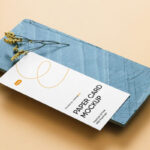 Top Side View of Vertical Paper Card Mockup on Brick
