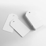 Top Side View of Vertical Paper Label Tags Mockup