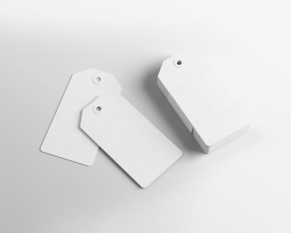 Top Side View of Vertical Paper Label Tags Mockup