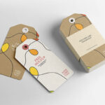 Top Side View of Vertical Paper Label Tags Mockup