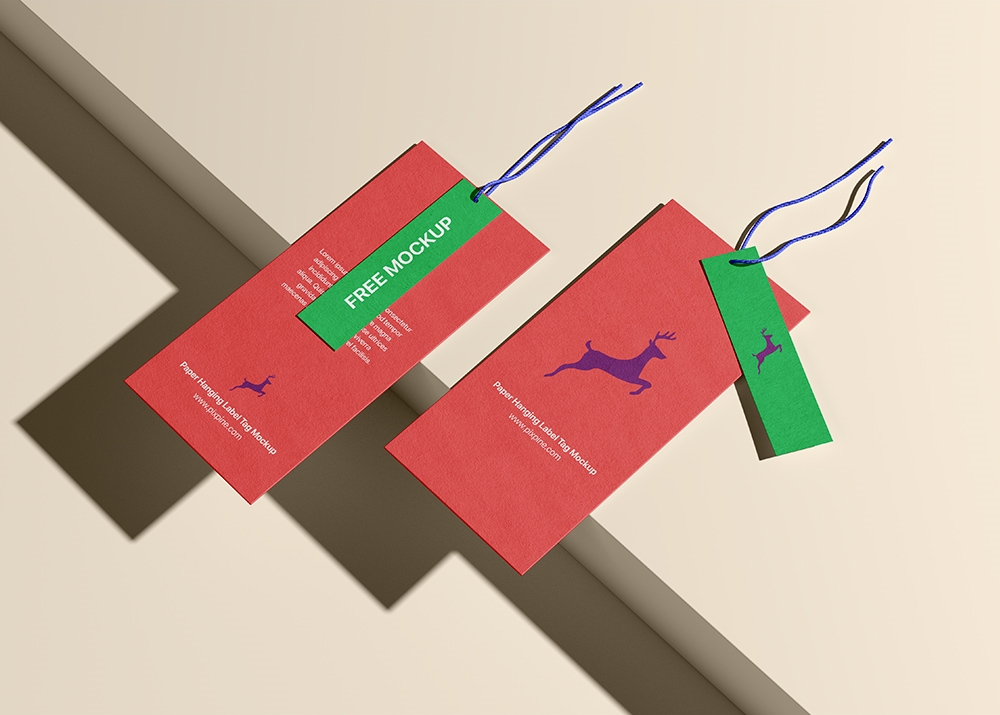 Top Sight of 2 Hanging Double Tags Mockup