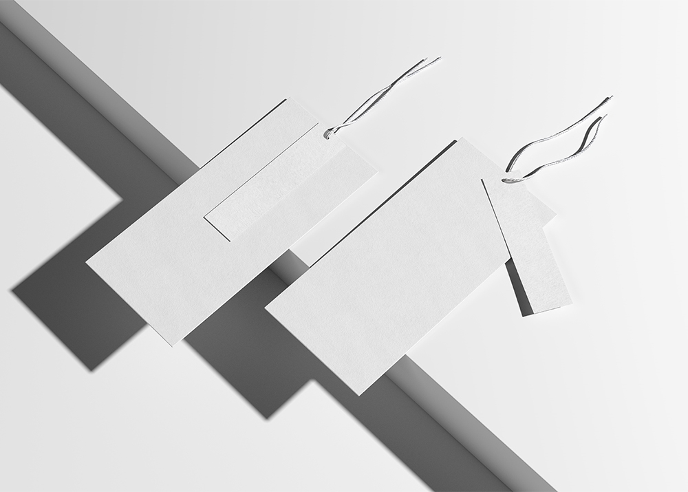 Top Sight of 2 Hanging Double Tags Mockup