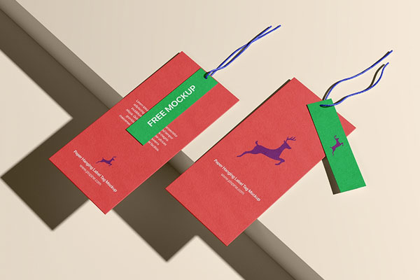 Top Sight of 2 Hanging Double Tags Mockup