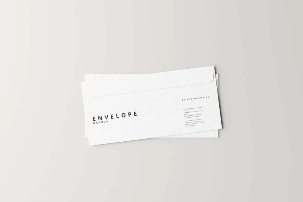 Top Sight of 2 Long Envelopes Mockup