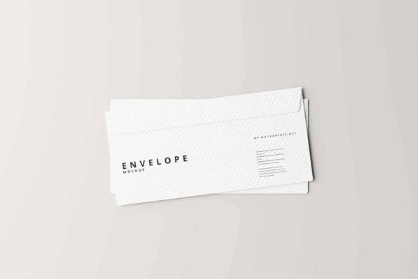 Top Sight of 2 Long Envelopes Mockup