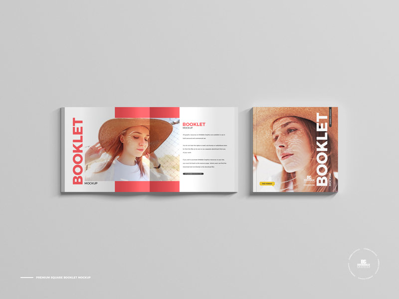 Top Sight of 2 Square Booklets Mockup