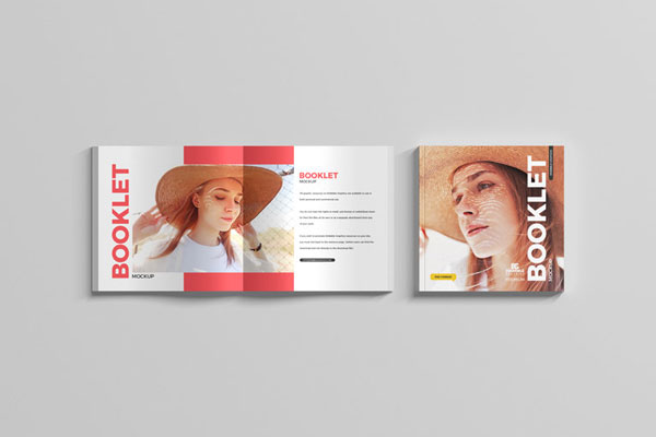 Top Sight of 2 Square Booklets Mockup