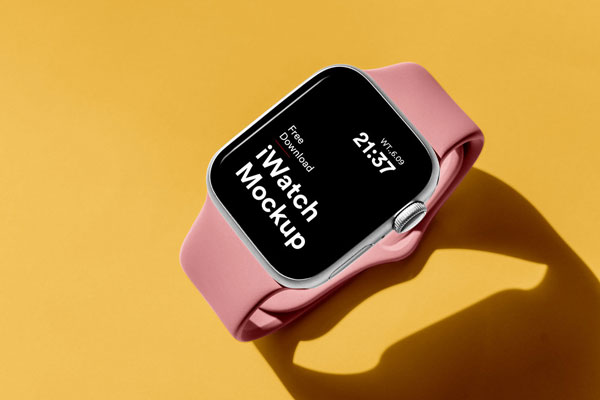 Top Sight of Apple Watch Mockup on Floor