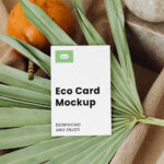 Top Sight of Business Card Mockup on Leaf