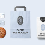 Top Sight of Business Cards and Stationery Mockup with Cookie