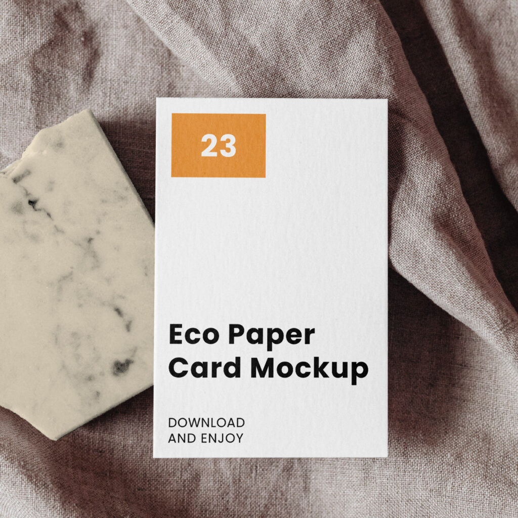 Top Sight of Card Eco Mockup on Stone