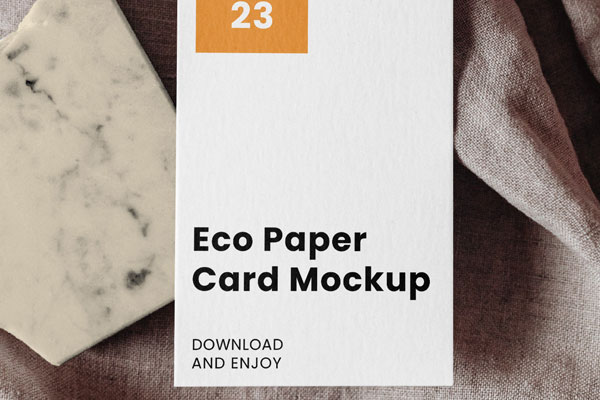 Top Sight of Card Eco Mockup on Stone
