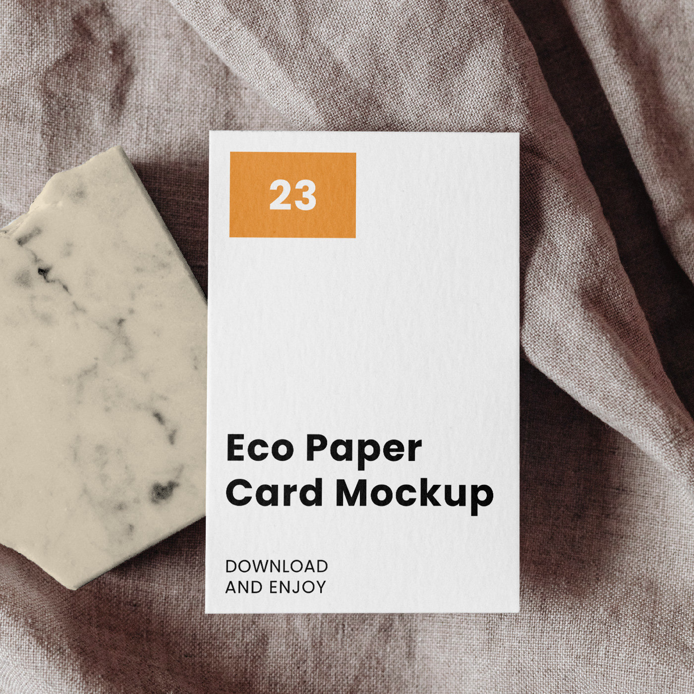 Top Sight of Card Eco Mockup on Stone FREE PSD