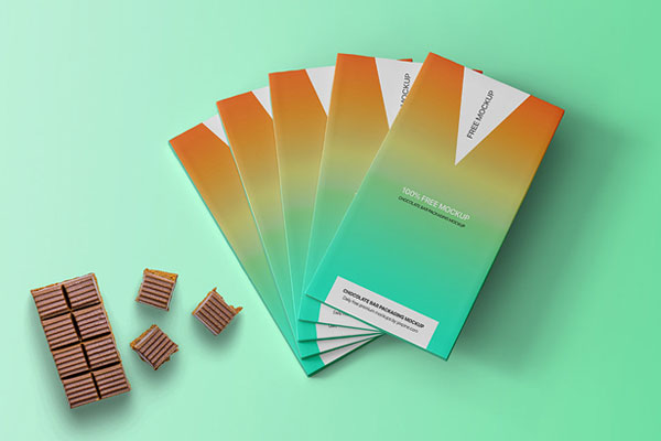 Top Sight of Chocolate Bar Packaging Mockup