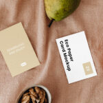 Top Sight of Double Eco Paper Business Cards Mockup