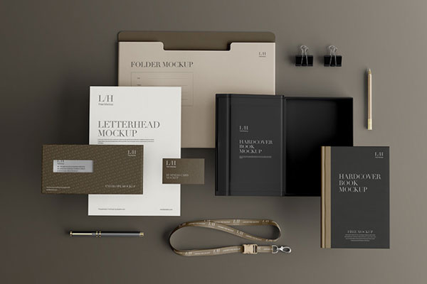 Top Sight of Elegant Stationery Mockup