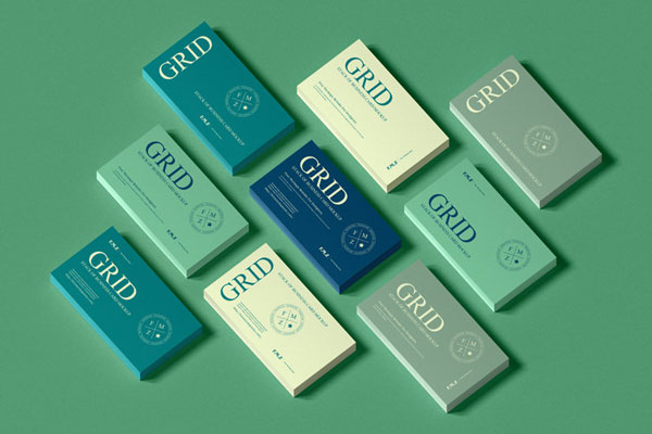 Top Sight of Grid Stack of Business Card Mockup