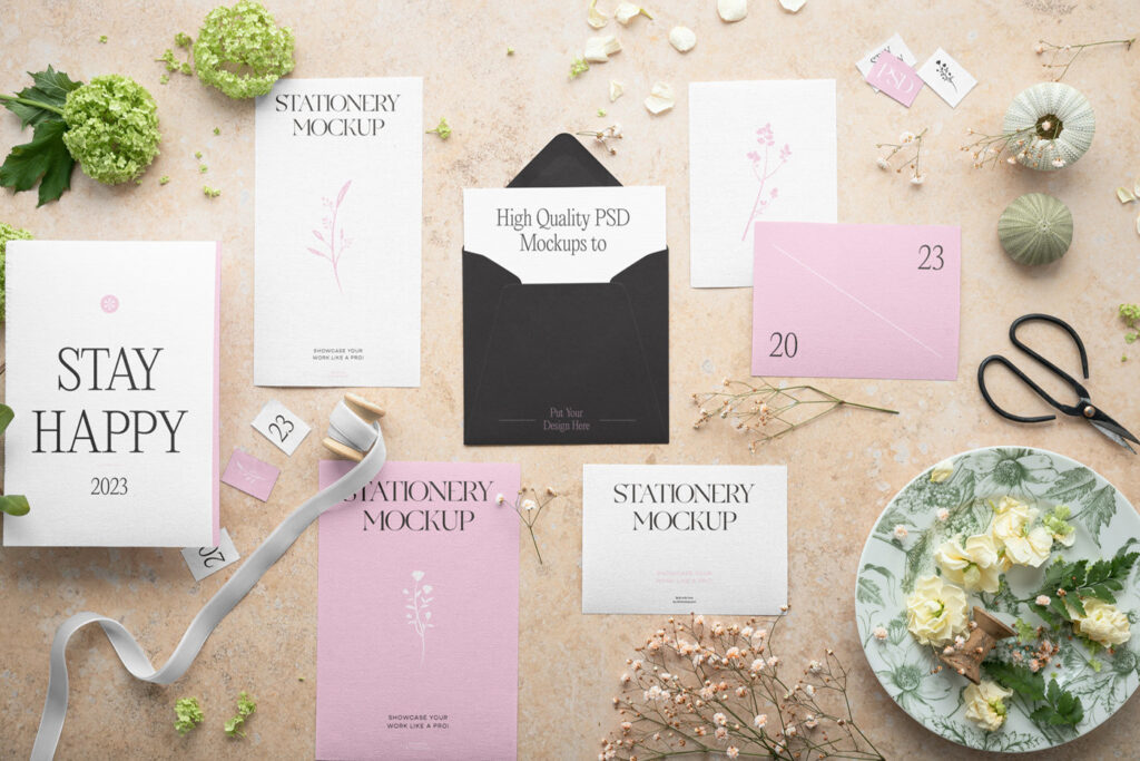 Top Sight of Huge Paper Stationery Mockup