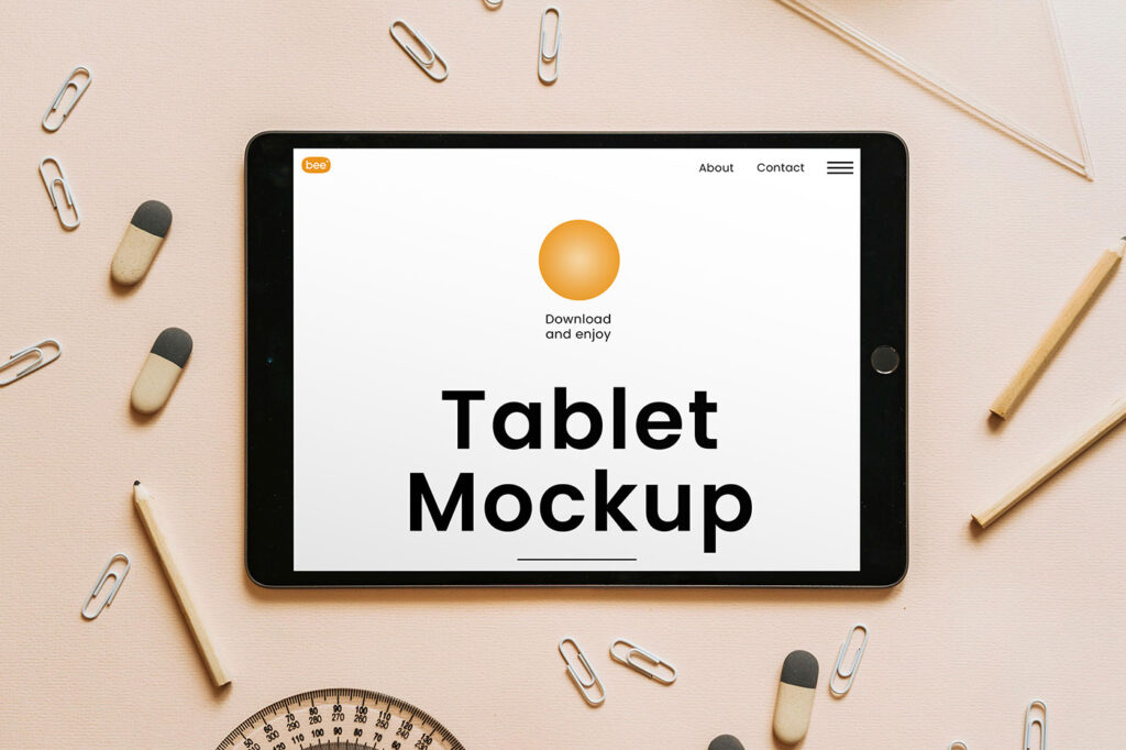 Top Sight of Lying Horizontal Tablet Mockup