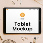 Top Sight of Lying Horizontal Tablet Mockup