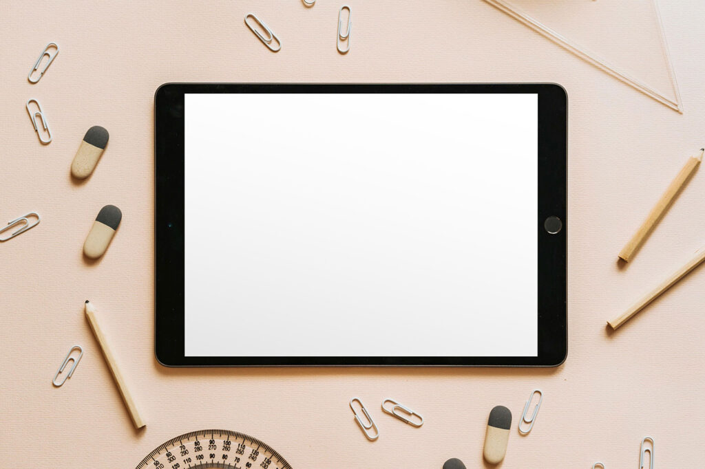 Top Sight of Lying Horizontal Tablet Mockup
