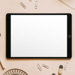 Top Sight of Lying Horizontal Tablet Mockup